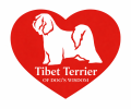 Logo der Tibet Terrier Hobbyzucht dogs-wisdom.de - Tibet Terrier in rotem Herz, Symbol für Liebe und Verbundenheit